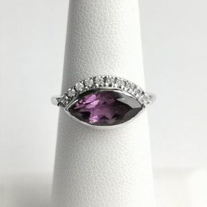Amethyst gemstone ring cz sterling silver sz 6